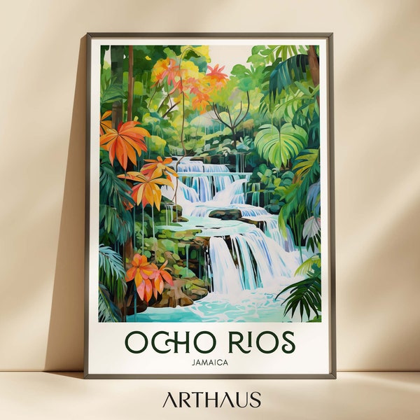 Ocho Rios Jamaica Travel Poster, Vintage Caribbean Wall Art (Digital Download)
