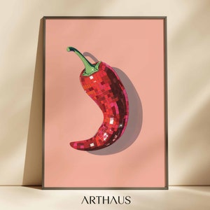 Maximalist Wand Kunst Druckbare Kunst Pink Chilli Malerei Dopamin Dekor Preppy Wand Kunst Digital Download