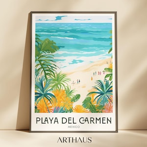 Poster di viaggio di Playa Del Carmen Messico Stampa digitale Arte murale retrò Decorazione per la casa massimalista Amante del vintage Città Download digitale