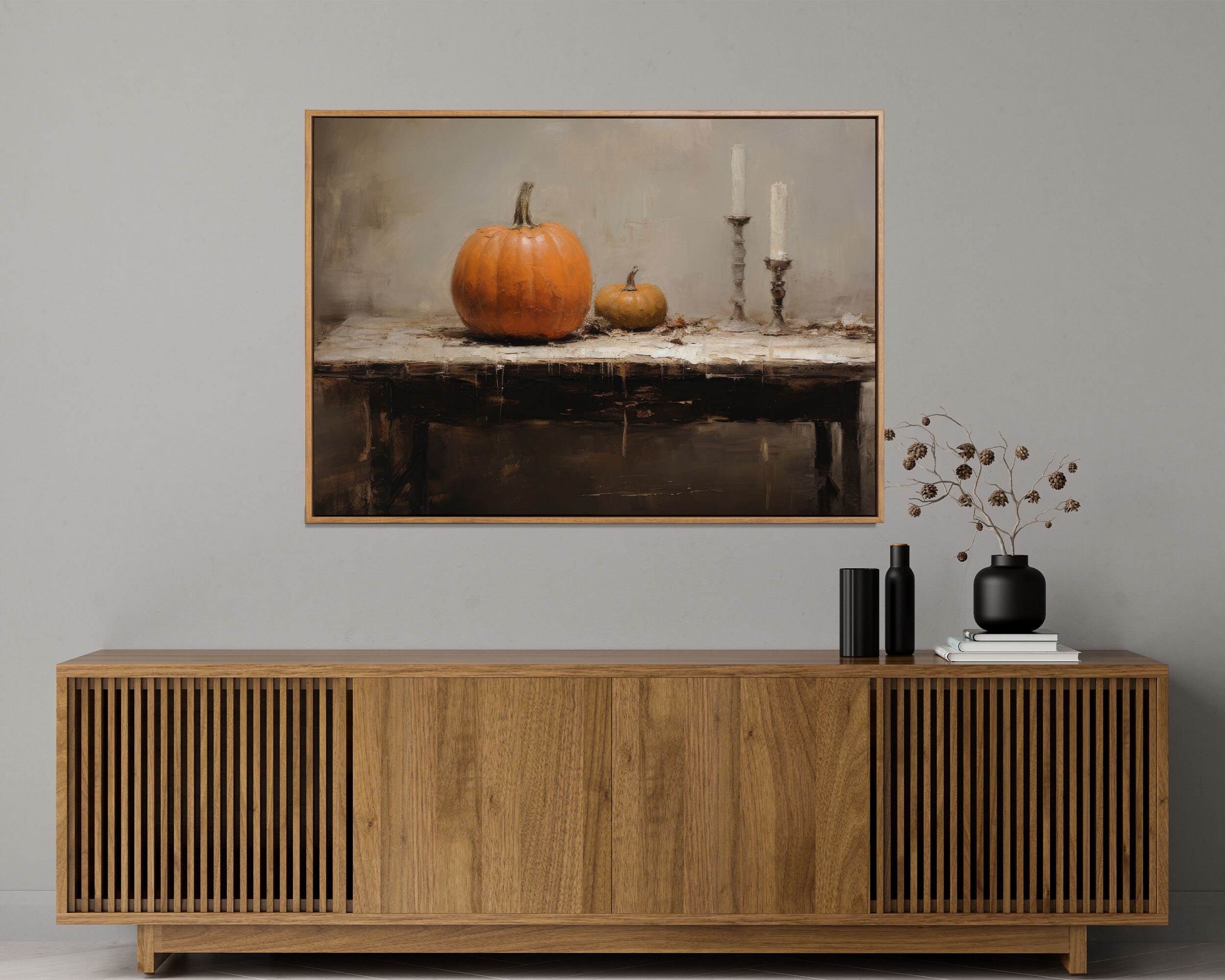 Fall Wall Decor Printable Pumpkin Still Life Painting Rustic Fall Art ...