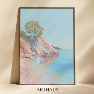 Pastel Coastal Painting Girly Apartment Decor Beach Dining Room Art Printable Summer Colourful Wall Art Impressionist Print Digital Download
