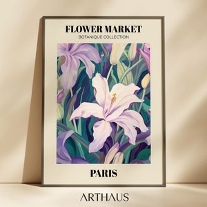Flower Market Paris Print Purple Floral Print Flower Market Prints Trendy Wall Art Botanical Wall Art Flower Poster Digital Art Download