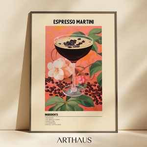Espresso Martini Cocktail Druck | Barwagen Dekor | Cocktail Wandkunst | Digitaler Download DRUCKBARE Wandkunst
