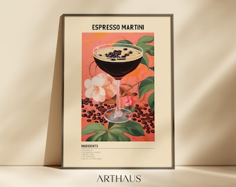 Espresso Martini Cocktail Print | Elegant Bar Cart Art (Digital Download)