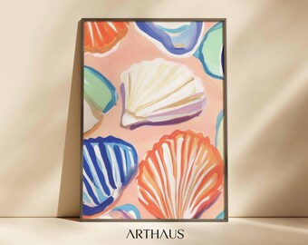 Maximalist Wall Art, SeaShell Wall Art, Abstract Wall Art, Coastal Wall Art, Colourful Wall Art, Trendy Wall Art, Digital Download