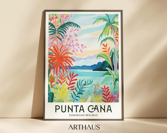 Punta Cana Vintage Travel Poster, Caribbean Wall Art (Digital Download)