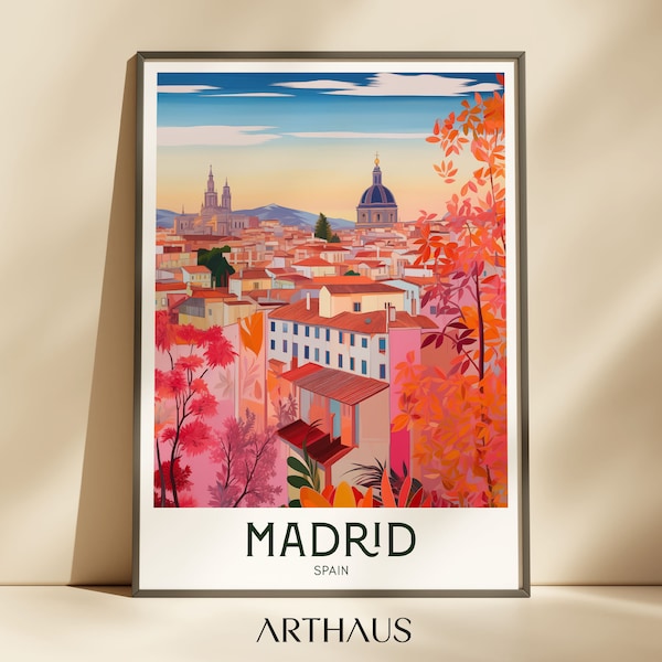Madrid Travel Poster Spanish Wall Art Colorful Travel Print Europe Prints Digital Download PRINTABLE