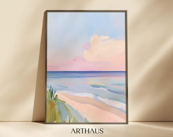 Seascape Wall Art Girly Apartment Decor Beach Dining Room Art Printable Summer Colourful Wall Art Beach House Print Digital Download