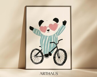 Panda Nursery Art Print: Eclectic Kids Room Decor (Digital Download)
