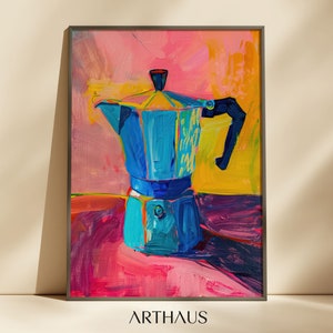 Kitchen Wall Art Espresso Moka Pot Print Dopamine Decor Italian Wall Art Dopamine Wall Art Trendy Wall Art Colorful Digital Download