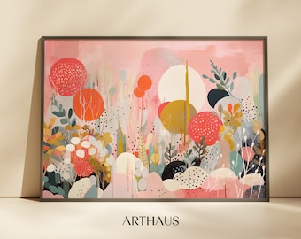 Blush Pink Maximalist Wall Art, Printable Eclectic Wall Art, Abstract Wall Art, Contemporary Art, Colourful Wall Art, Digital Download