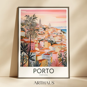 Porto Travel Poster Portugal Poster Lisbon Portugal Art Vintage Wall Decor Trendy Art Prints Maximalist Wall Art Digital Download