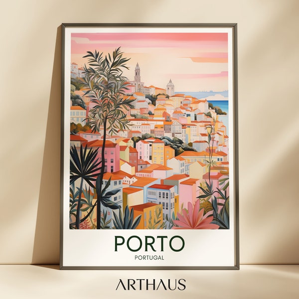 Porto Travel Poster Portugal Poster Lisbon Portugal Art Vintage Wall Decor Trendy Art Prints Maximalist Wall Art Digital Download