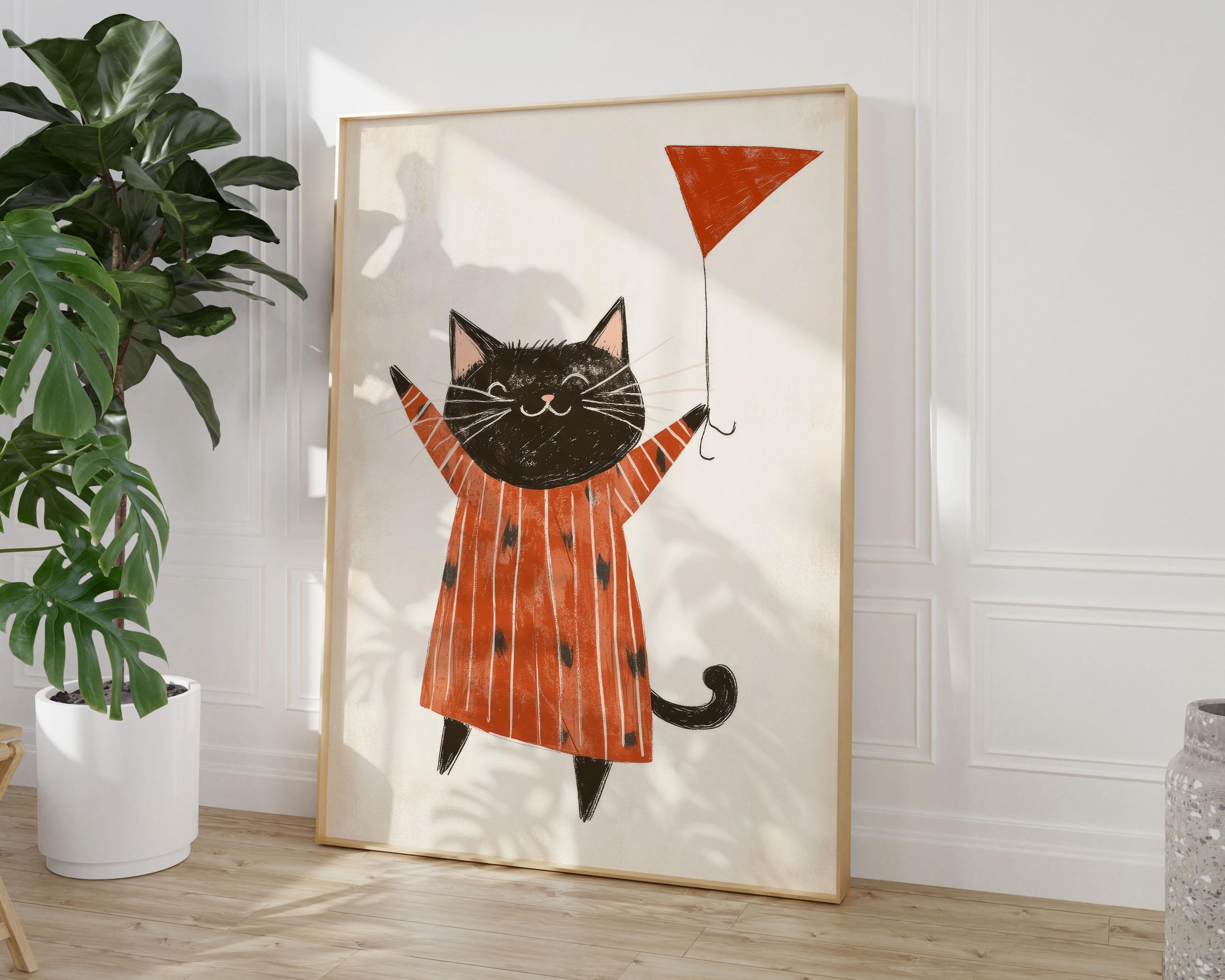 Nursery Cat Wall Art Kids Room Decor Cute Cat Printable Boho Toddler ...