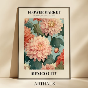 Flower Market Mexico City Wall Art Floral Print Flower Market Prints Trendy Wall Art Botanical Wall Art Flower Poster Digital Art Download
