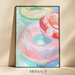 Pastel Coastal Painting Girly Apartment Decor Beach Dining Room Art Printable Summer Colourful Wall Art Impressionist Print Digital Download