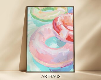 Pastel Coastal Painting Girly Apartment Decor Beach Dining Room Art Printable Summer Colourful Wall Art Impressionist Print Digital Download