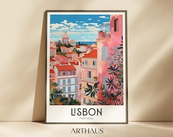 Lisbon Portugal Travel Poster, Vintage Wall Art (Digital Download)