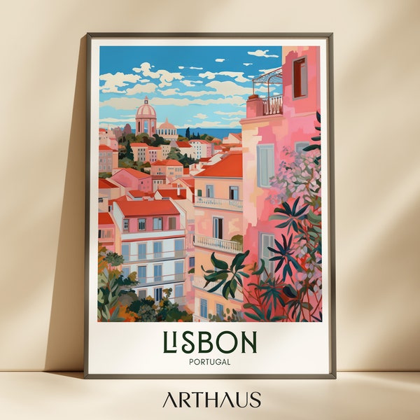 Portugal Travel Poster Wall Art Portugal Poster Lisbon Portugal Art Vintage Wall Decor Trendy Art Print Maximalist Wall Art Digital Download