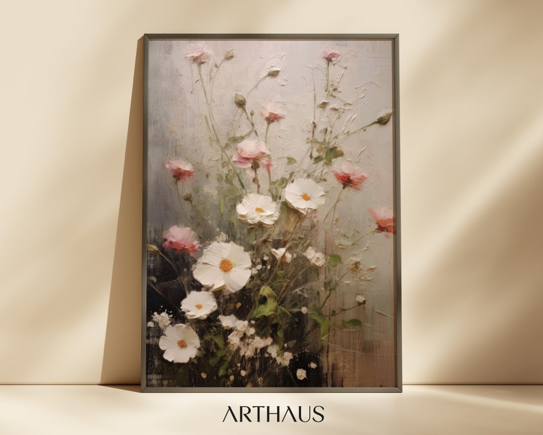 Wildflower Field Oil Painting Print, Vintage Landscape Art (digital ...