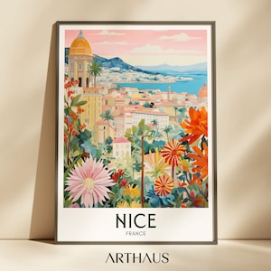 Bonito póster de viaje a Francia, impresión digital, arte de pared retro, decoración maximalista para el hogar, ciudades europeas vintage, descarga digital