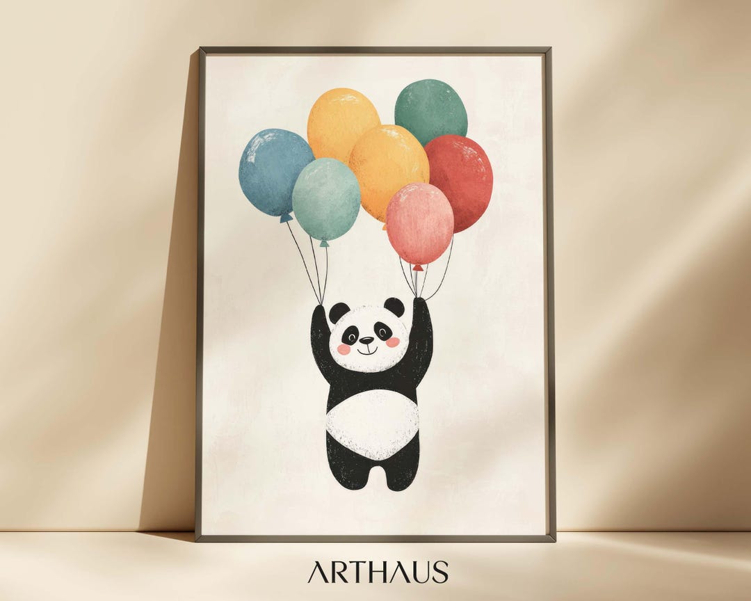 Nursery Panda Wall Art Kids Room Decor Panda Printable Boho Toddler ...