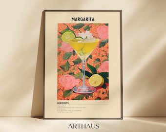 Margarita Cocktail Art Print | Bar Cart Decor (Digital Download)