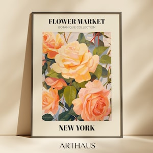 Flower Market New York Print Roses Floral Print Flower Market Prints Trendy Wall Art Botanical Wall Art Flower Poster Digital Art Download