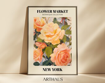 New York Flower Market Print, Roses Floral Wall Art (Digital Download)