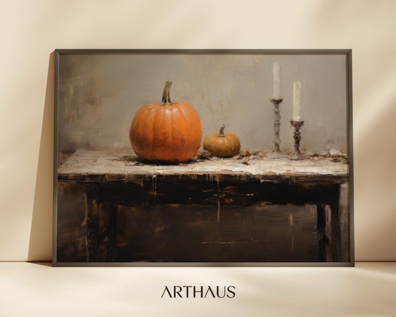 Fall Wall Decor Printable Pumpkin Still Life Painting Rustic Fall Art ...