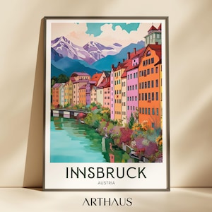 Alpen Reise Poster Österreich Reise Poster Europa Wand Dekor Europäische Städte Wand Kunst Vintage Prints Retro druckbare digitaler Download