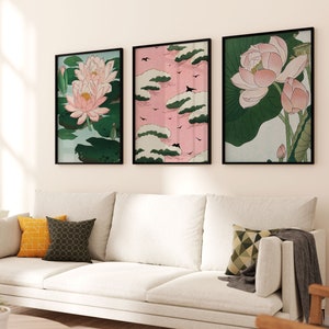 Vintage Japanese Prints Set of 3 | Gallery Wall Set | Asian Printable Art | Japanese Wall Art | Japanese Woodblock Prints | Digital Download