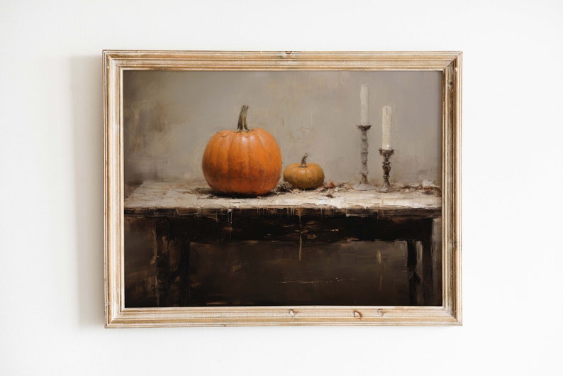 Fall Wall Decor Printable Pumpkin Still Life Painting Rustic Fall Art ...