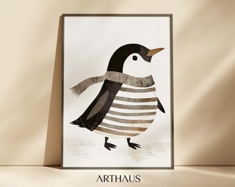 Nursery Animal Wall Art Kids Room Decor Cute Penguin Printable Boho Toddler Kids Room Decor Cute Animal Print Playful Children’s Decor
