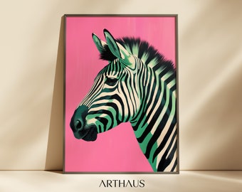 Pink Zebra Wall Art: Funky Preppy Dorm Decor (Digital Download)