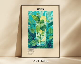 Mojitococktailkunstafdruk | Tropisch bardecor (digitale download)