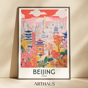 Peking Reise Poster China Wandkunst Asien Reise Geschenke druckbare Kunst Vintage Peking Wand Dekor trendige Stadt Gemälde Digitaler Download