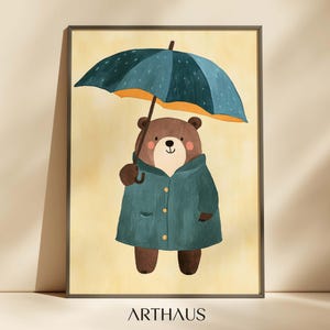 Nursery Bear Wall Art Kids Room Decor Cute Bear Printable Brown Bear Poster Woodland Nursery Print Forest Animal Baby Room Printable
