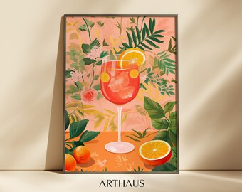 Aperol Spritz Cocktail Print | Vibrant Bar Wall Art (Digital Download)