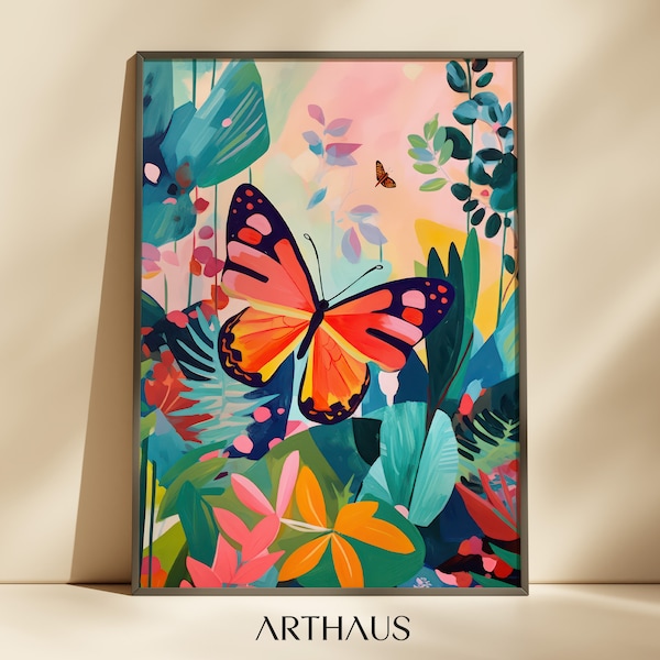 Printable  Butterfly Art | Butterfly Print | Maximalist Wall Art | Eclectic Home Decor | Colourful Poster | Digital Download