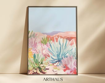 Zuidwestelijke print woestijn Boho kunst aan de muur afdrukbare Cottage huis decor Cowgirl appartement decor botanische cactus muur kunst digitale download