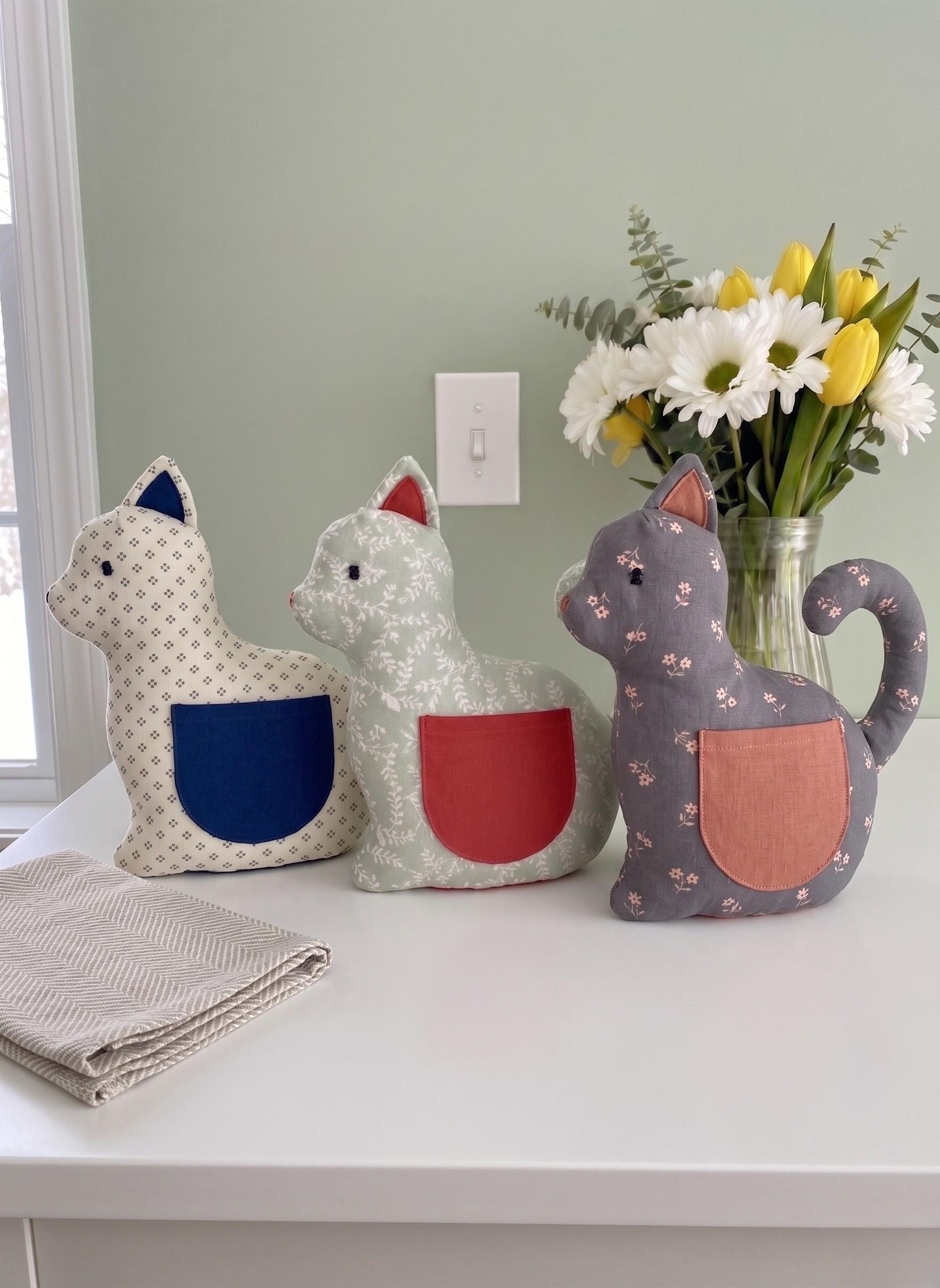 Kitty Oven Mitt Sewing Pattern | Standing Quilted Cat Pot Holder
