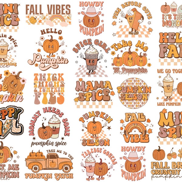 Fall png svg Sublimation designs retro Autumn howdy pumpkin spice girl mama hello fall vibes breeze groovy Pies before guys shirt designs