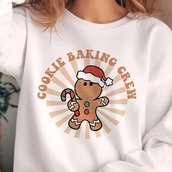 Cookie Baking Crew Png Retro Christmas Sublimation Funny Gingerbread Groovy Merry Bright Season Png Sublimation Design Digital Download