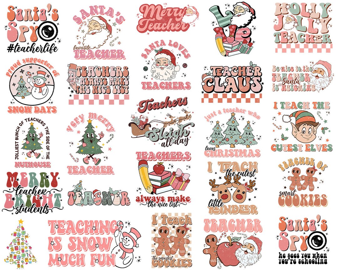 Teacher Christmas Svg Png Bundle Very Merry Teacher Clause Teach Cutes ...
