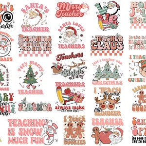 Teacher Christmas Svg Png Bundle Very Merry Teacher Clause Teach Cutes Elves Santa's Favorite Sleigh Cookies Love Christmas Shirt Designs
