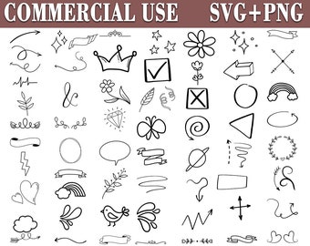 Doodle Elements Svg Bundle Flourishes Swirl Underline Text Divider Decoration Borders Frame Swoosh Ornaments Svg Cricut Silhouette