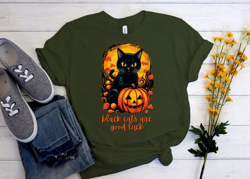 Black Cats Are Good Luck Halloween Shirt Halloween Shirt Etsy