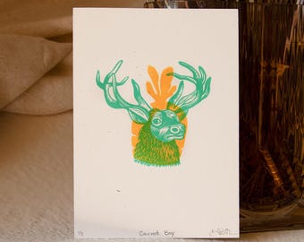 Carrot Boy - Letterpress Print - colorful letterpress