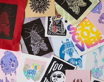 Mystery Misprints - B-Grade Art Prints - Mix of Linocuts and Screen Prints